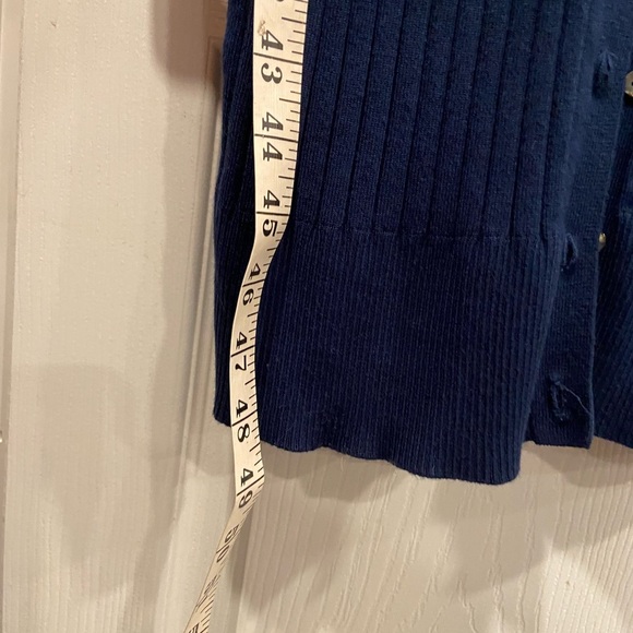 525 Size XS Blue Button Down Wide Rib Knit Duster Cardigan Dress Soft Stretch - Picture 4 of 10